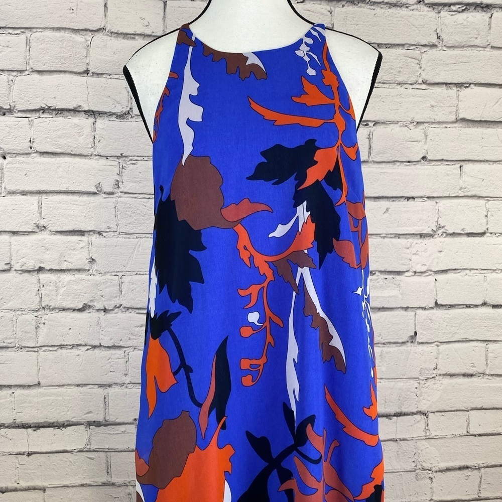 Rachel Roy Boho Geometric Blue Floral Halter High Low Dress size Medium - Picture 9 of 11